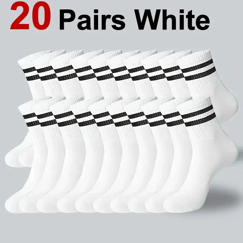 Neutral Solid Color Crew Socks Pack 5 10 20 Pairs Breathable Sweat Absorbing All Season Polyester Elastane Blend