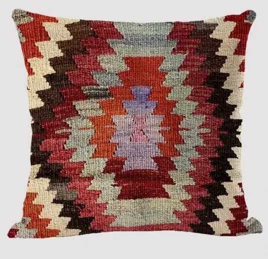 Bohemian linen cushion cover Simples Market with a multicolor abstract geometric pattern for living room sofa
