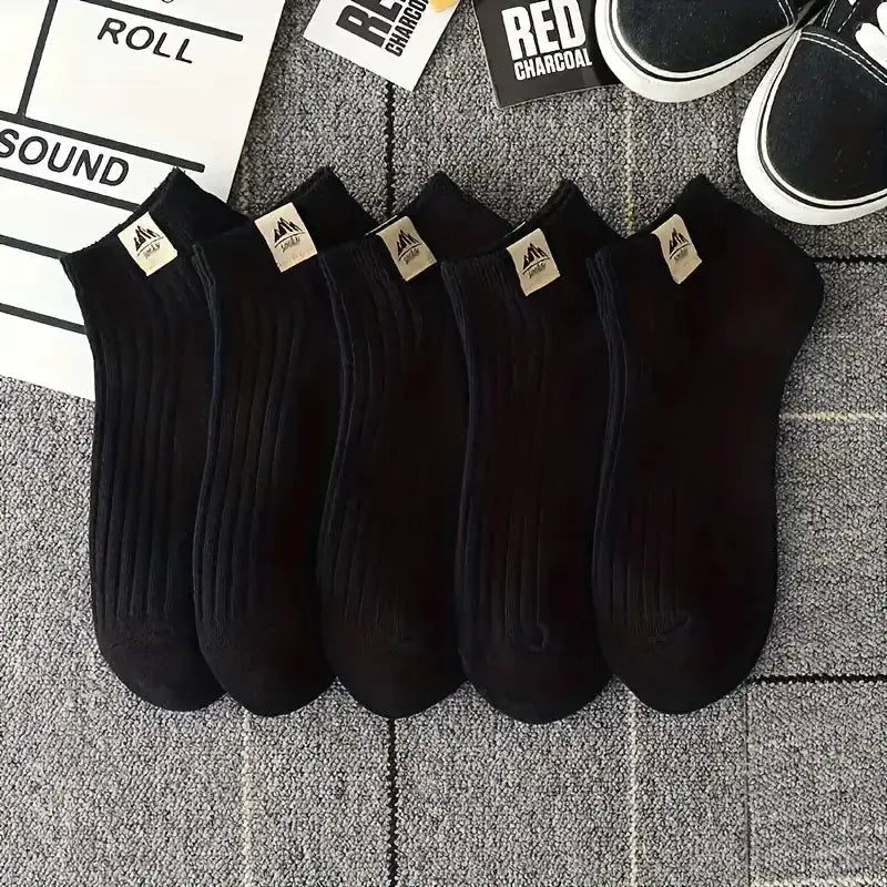 5 Or 10 Pairs Of High Quality Mens Outdoor Sports Casual Socks Black And White Soft Breathable Comfort Durability