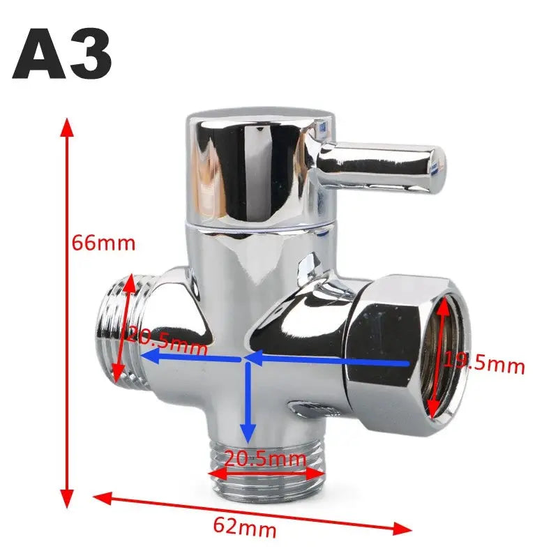 Simples Market chrome brass 3-way shower arm diverter valve with G1/2 and G3/4 threads