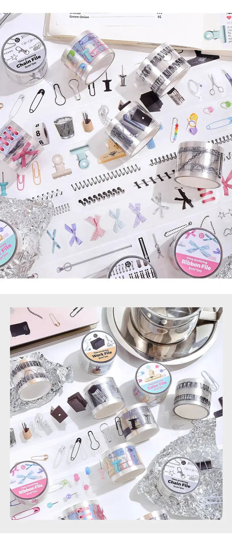 Decorative washi tape rolls set for journaling and scrapbooking by Simples Market