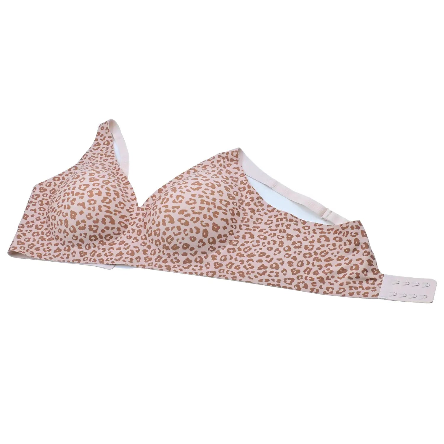 Simples Market women's pink-beige leopard print wire-free seamless bra with full cups