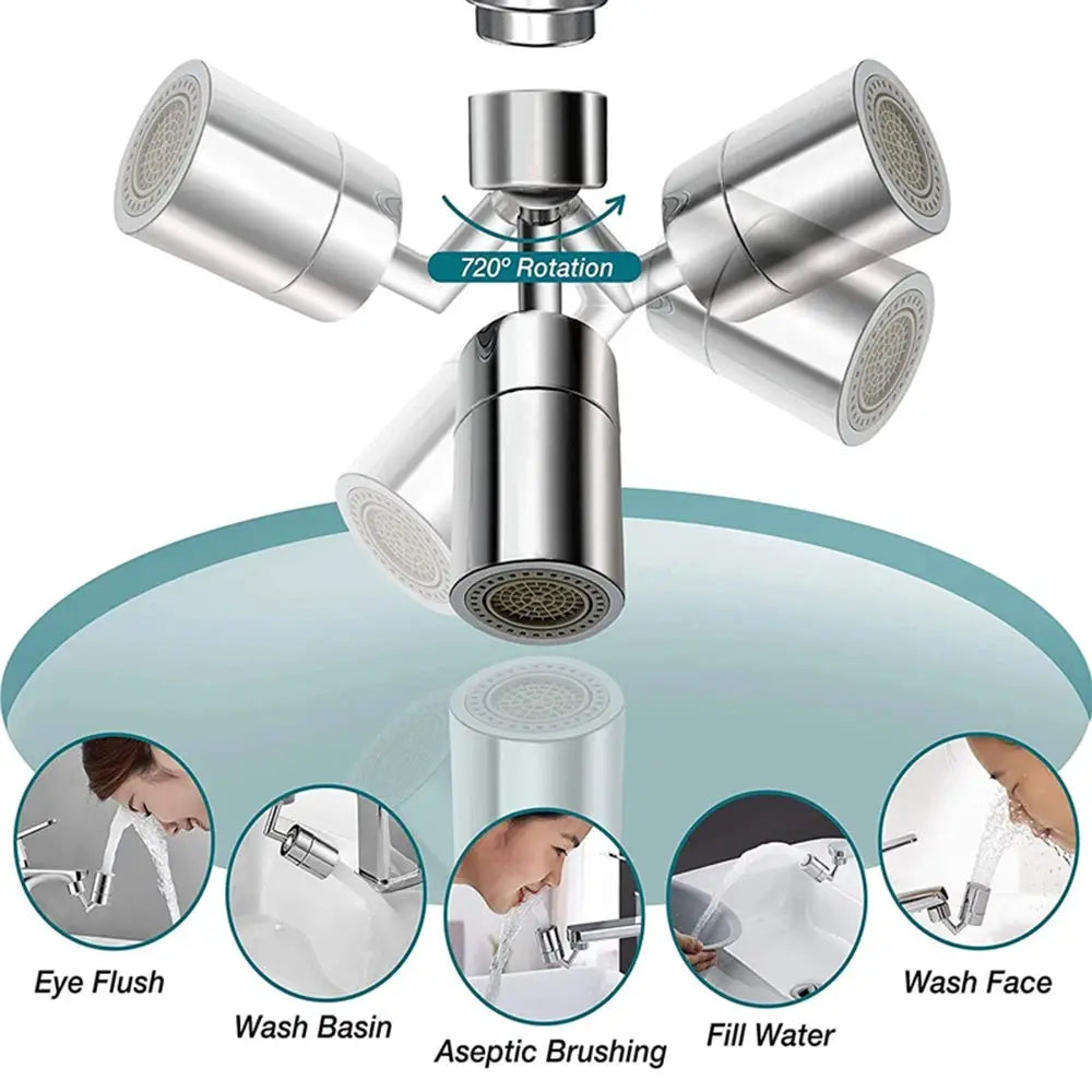 Simples Market 720° rotatable faucet sprayer head for sink, chrome-plated plastic splash tap adapter