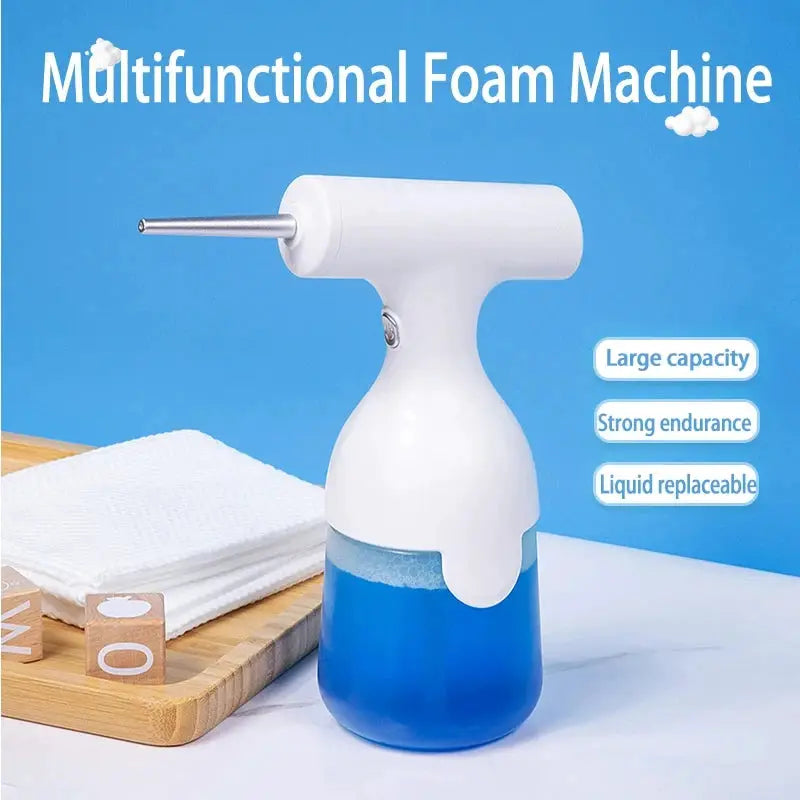 HOMEFISH electric foam dispenser gun with white body and blue liquid reservoir