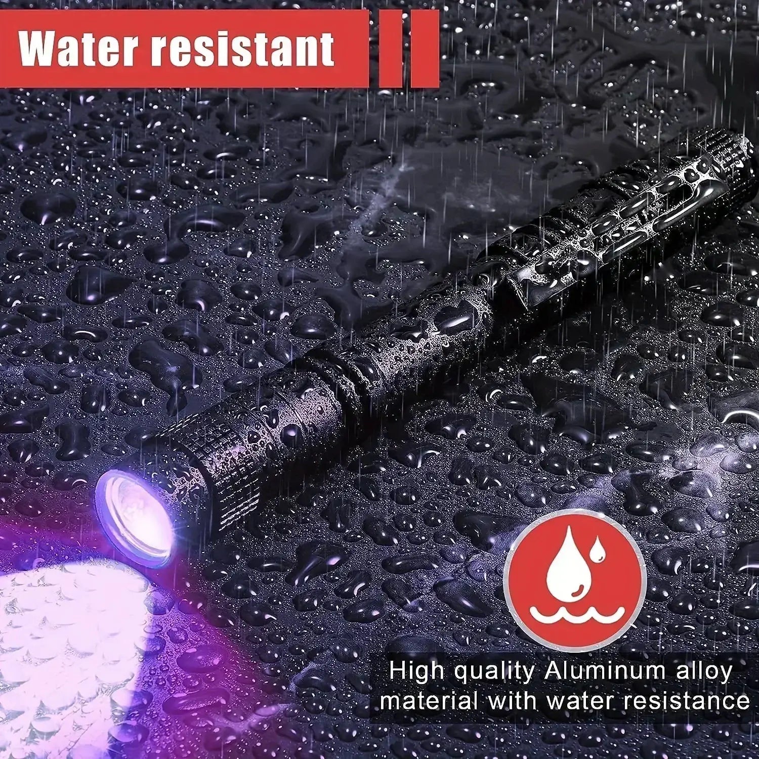 395nm UV pen flashlight with clip by Simples Market, black aluminum alloy, water resistant, AAA battery powered