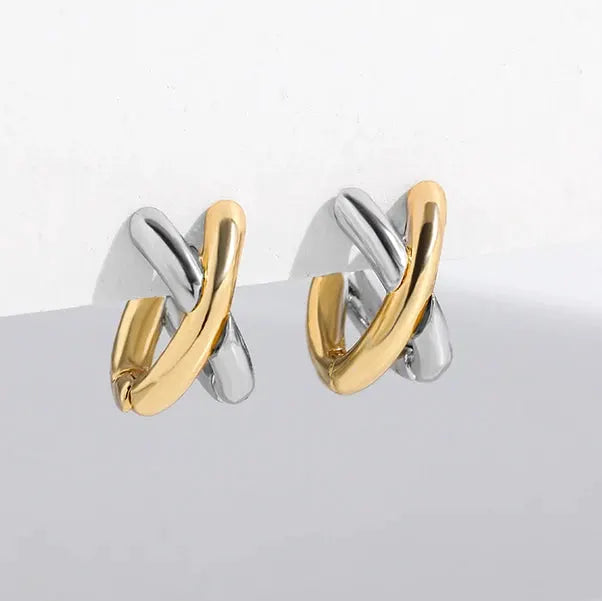 Crisscross Gold Silver Tiny Huggie Hoop Earrings For Women Mini Geometric Cartilage Piercing Punk Jewelry