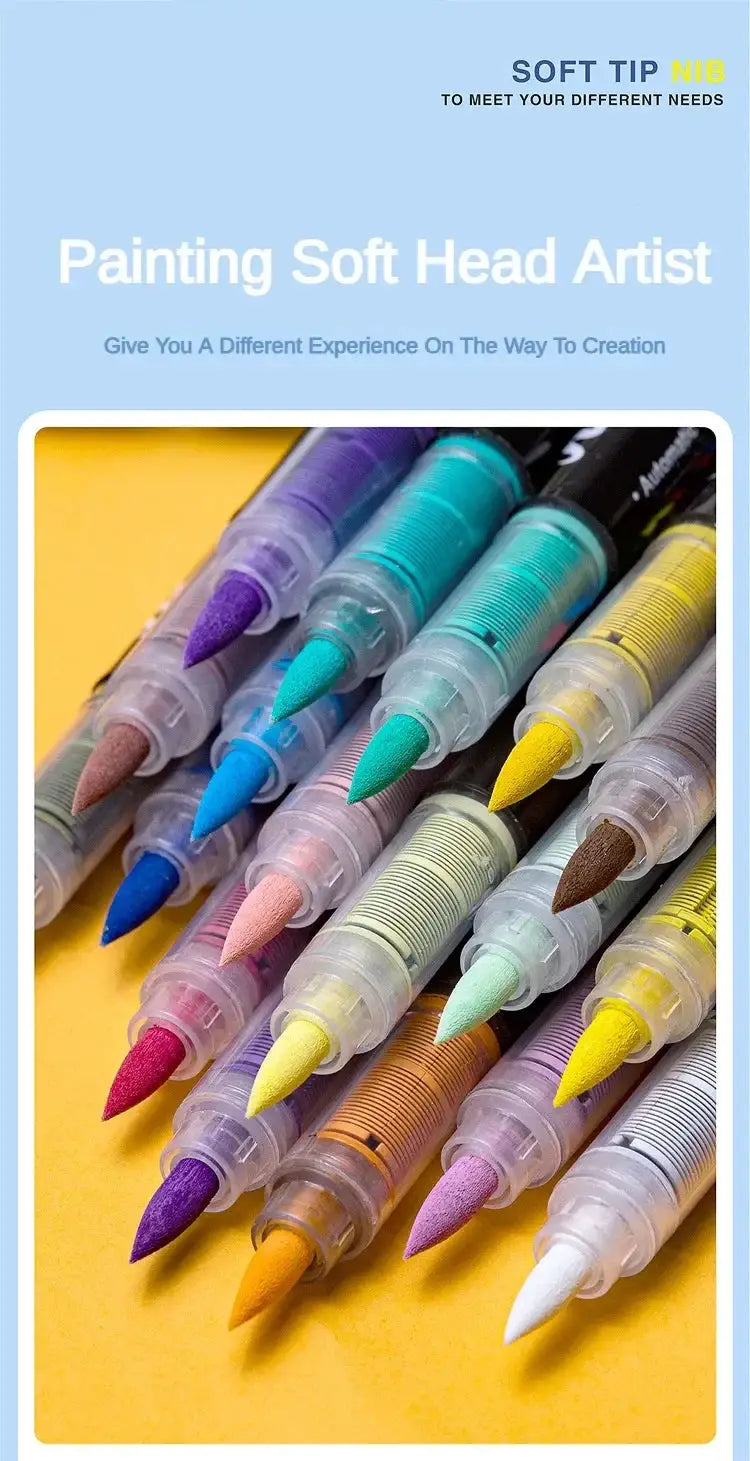 GUANGNA 16-color direct-liquid acrylic paint pens with soft tips for rock painting, stone and ceramic crafts