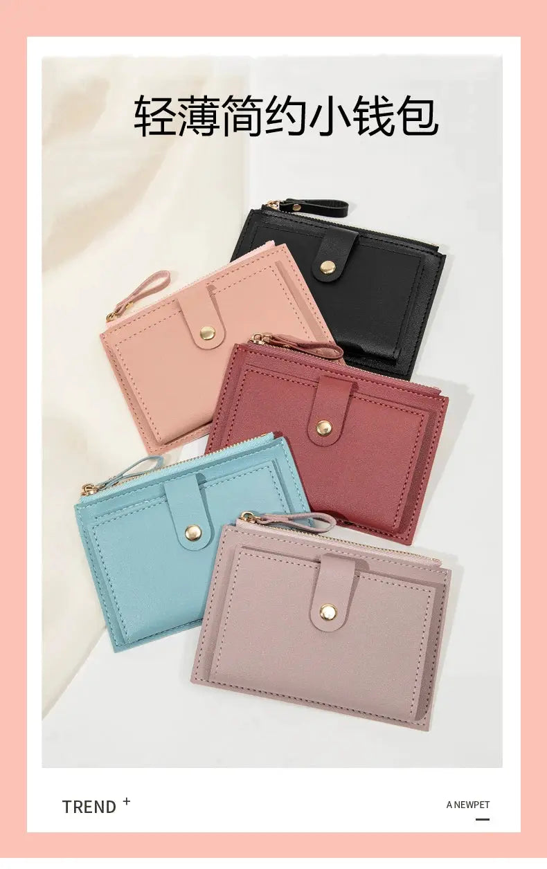 Simples Market six-piece mini PU leather card wallet set; ultra-thin minimalist women's short wallets in pastel colors