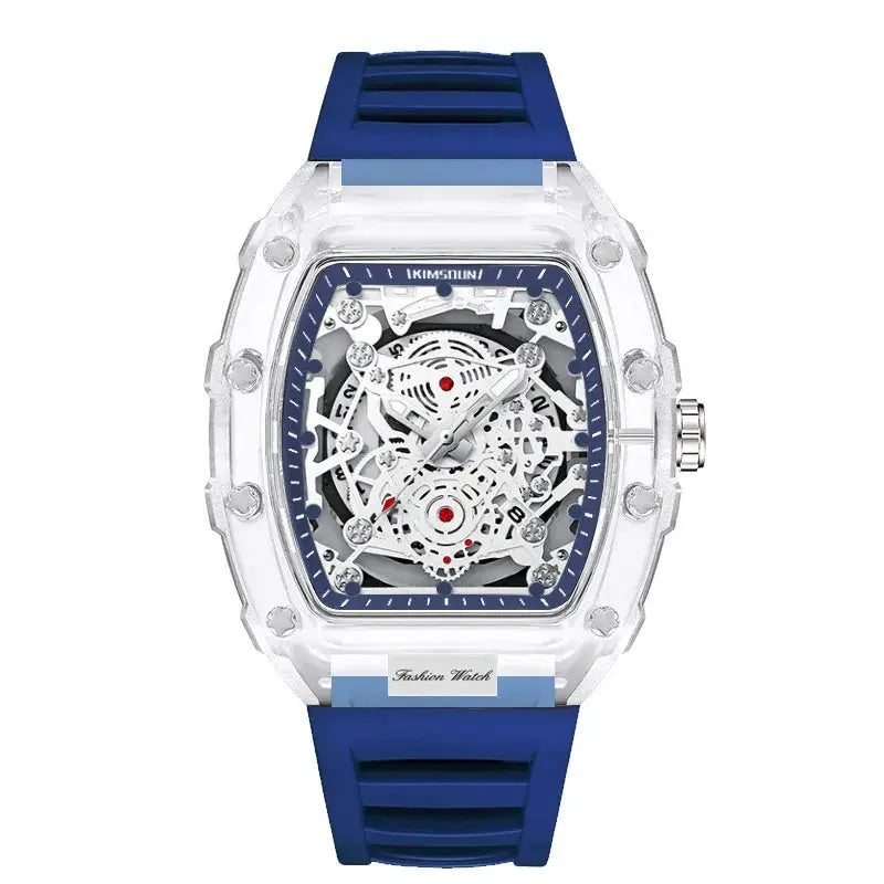 UTHAI BK134 Barrel Shaped Transparent Waterproof Quartz Watch for Men Fashionable Modern Style Durable Build