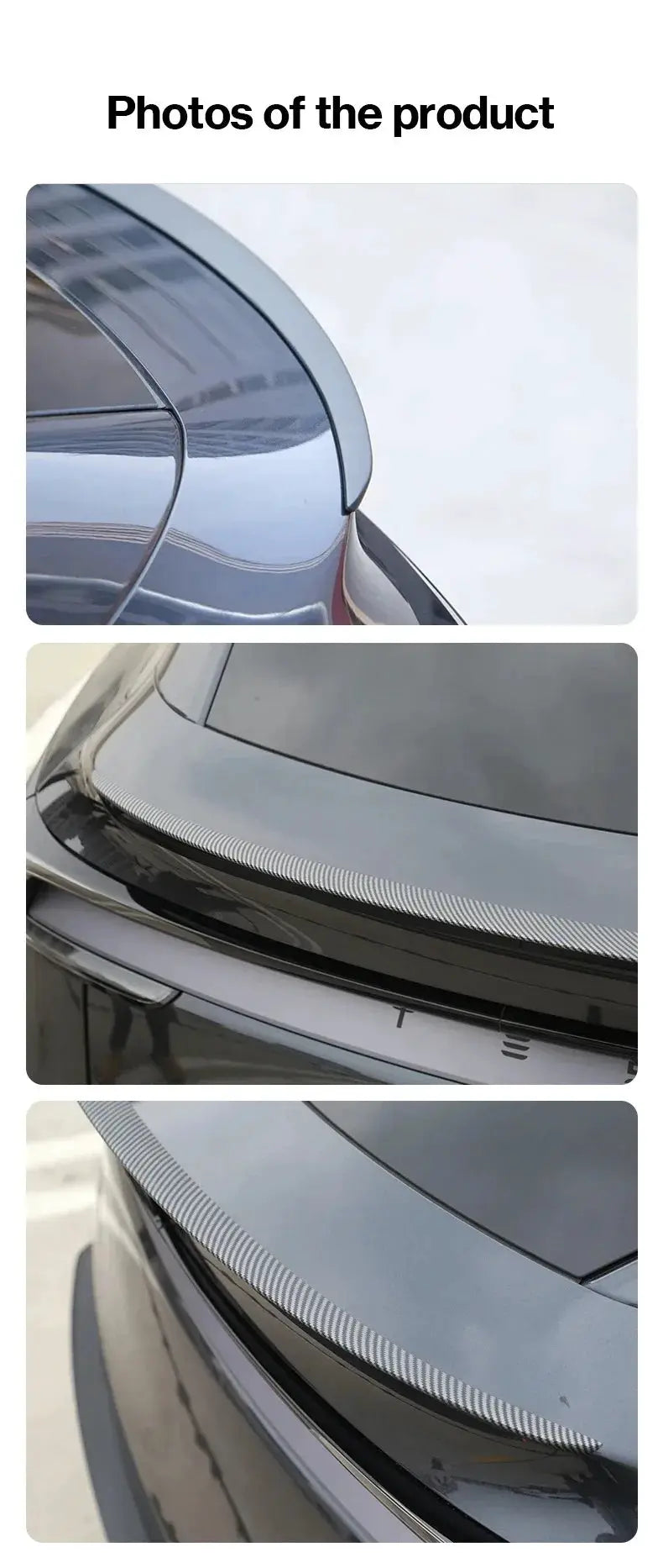 Tesla Model Y ABS carbon fiber pattern spoiler by Simples Market, high‑performance trunk wing