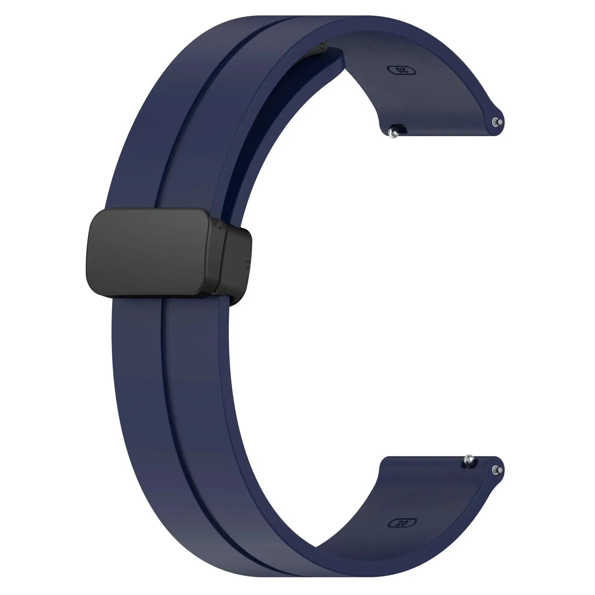 Silicone navy blue watch strap with magnetic buckle; 20mm/22mm, for Samsung Galaxy Watch and Huawei GT series