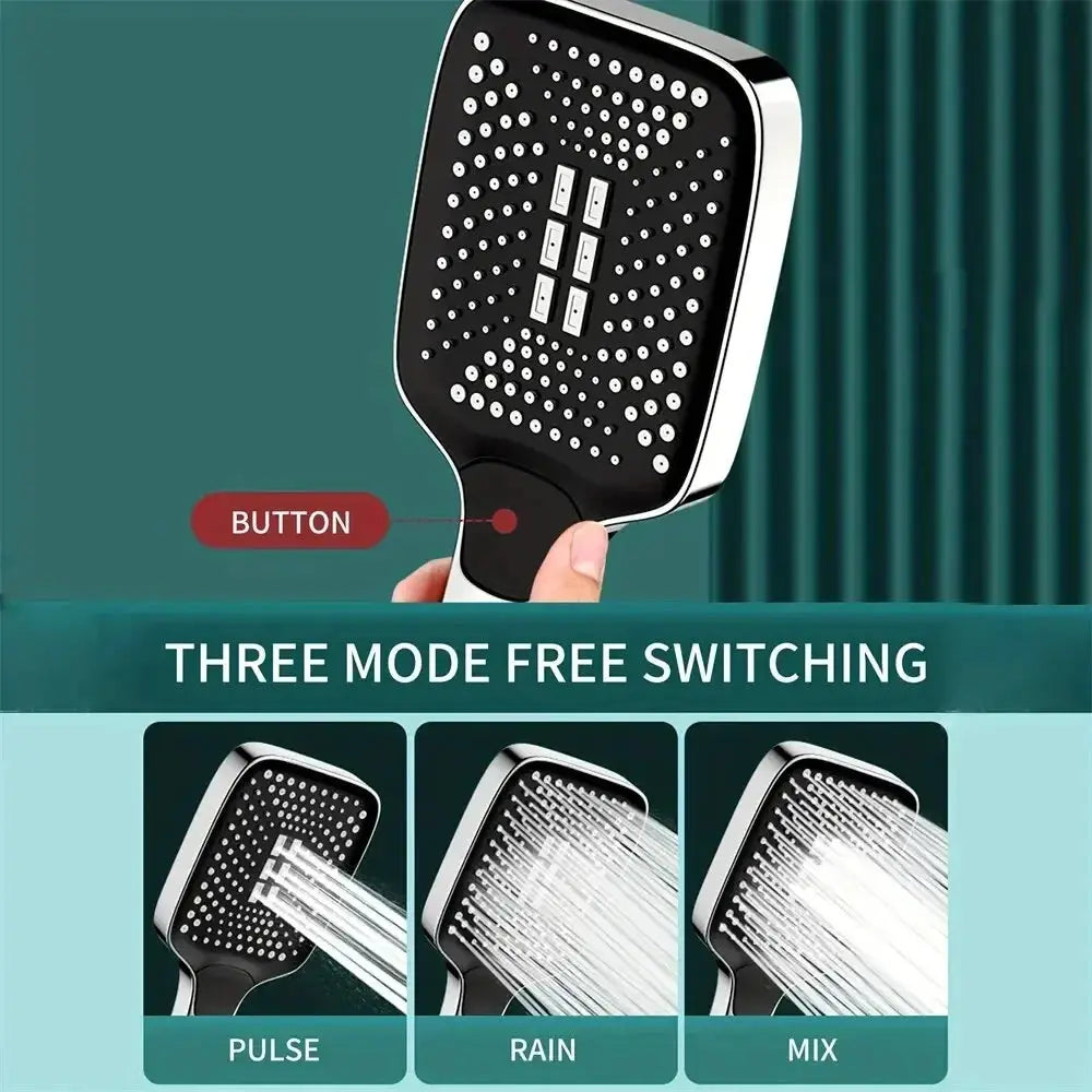 Adjustable Shower Head 3 Modes Rainfall High Pressure Water Saving