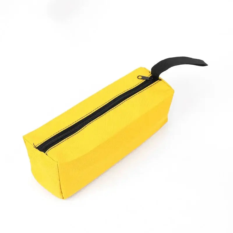 Small yellow Oxford cloth hand-held tool bag with black zipper