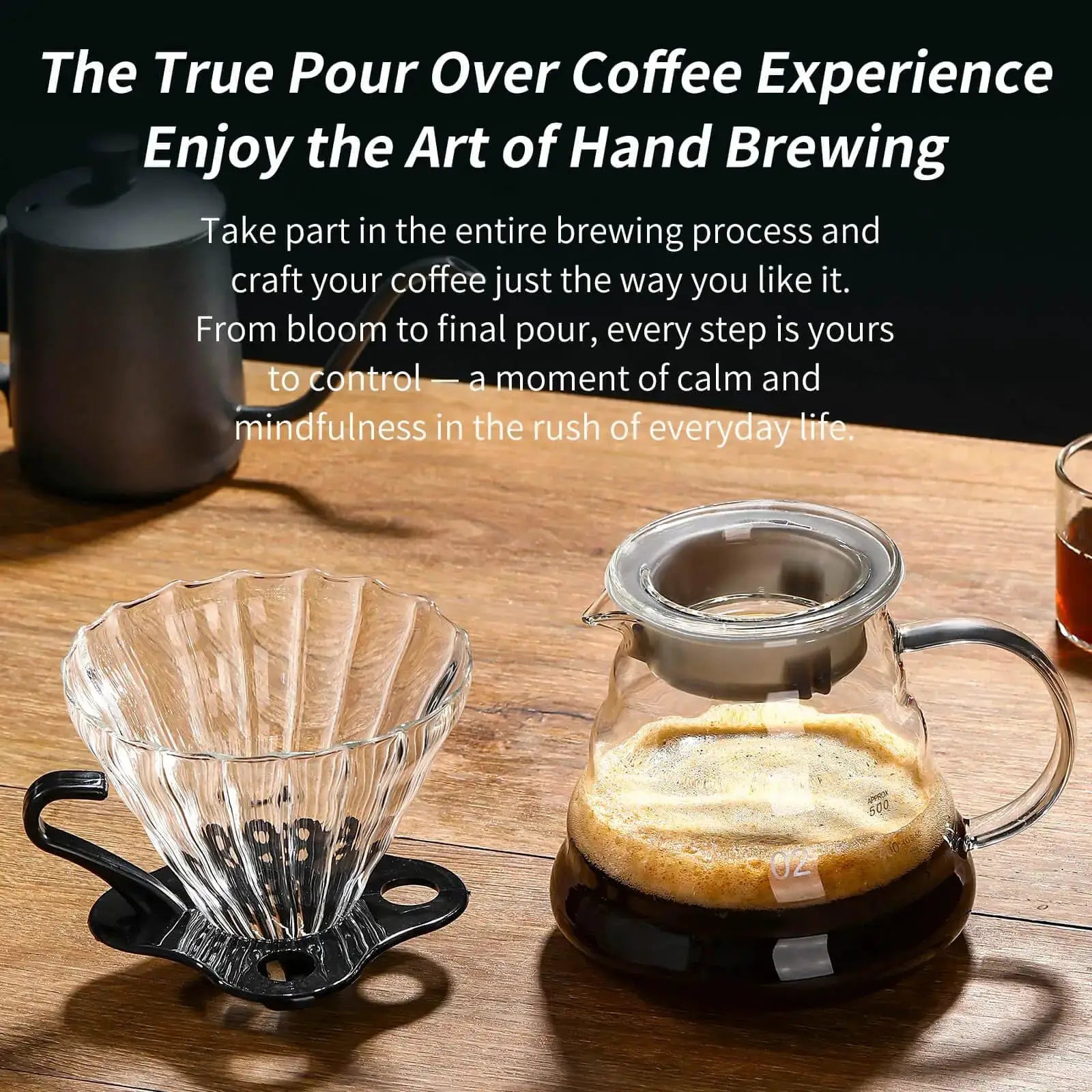 Handmade Glass Coffee Pot and Funnel Set Cloud Shaped Pour Over Server With Extraction Cup For Home Use