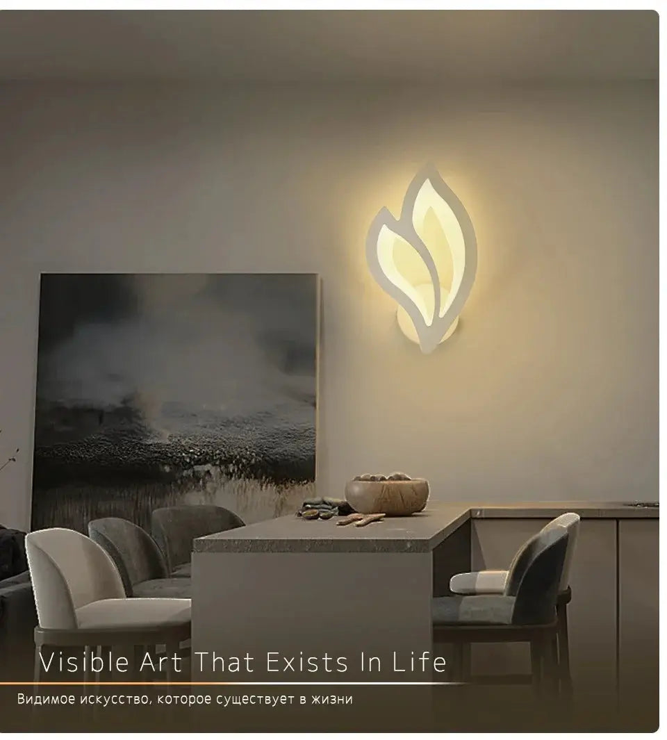 Modern LED wall lamp leaf-shaped, warm white glow, Simples Market