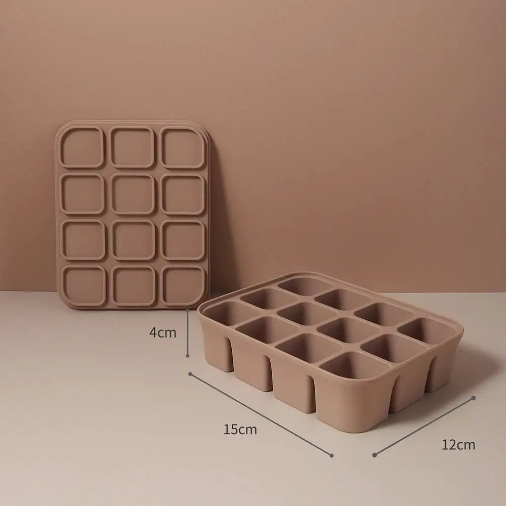 Silicone Ice Cube Tray With Lids For Beverages And Baby Food Storage Molds Flexible BPA Free
