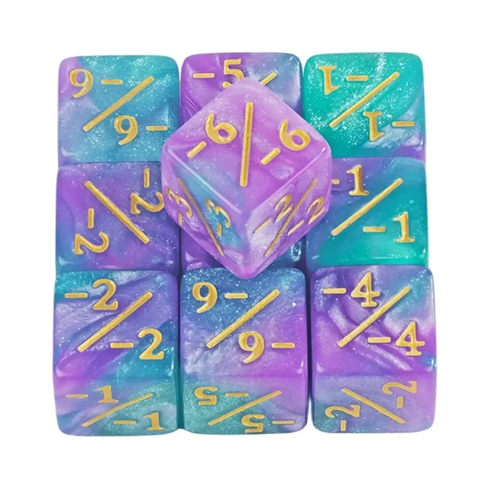 Ten Piece D6 Dice Counters Set With Plus One And Minus One Marks For Math Teaching And Card Game Accessories