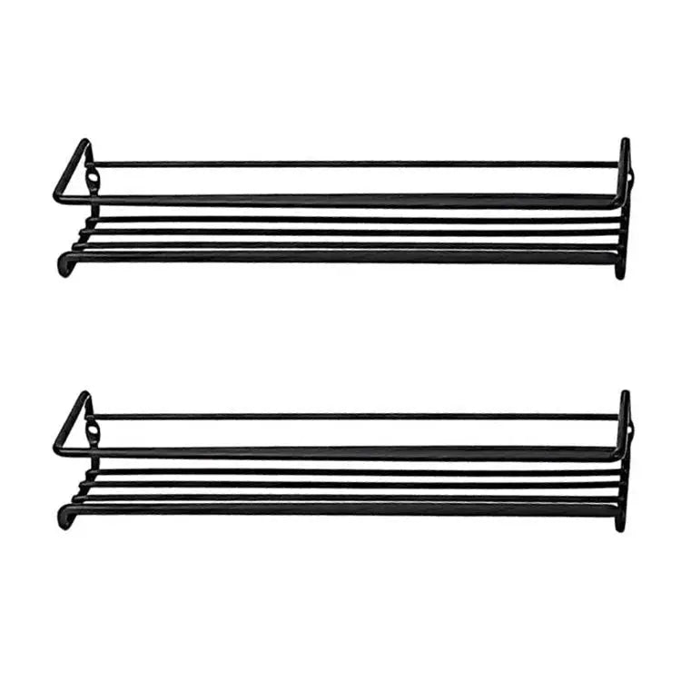 Iron wall-mounted spice storage rack pair, black metal by Simples Market