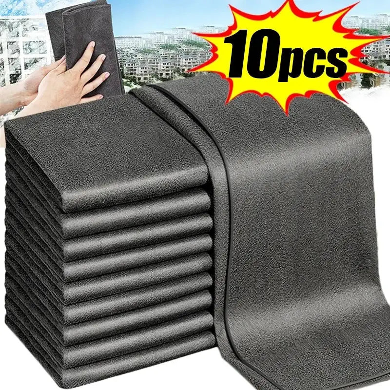 Microfiber cleaning cloths set, Simples Market, black 10pcs reusable rags for car windows and mirrors