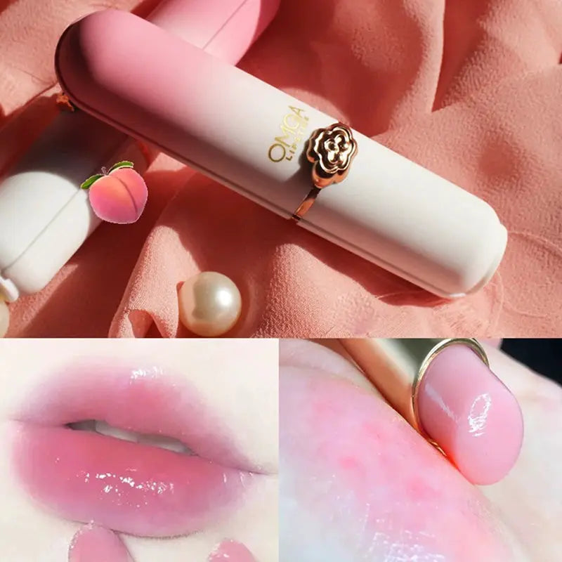 Peach Color Change Jelly Lipstick Moisturizing Lip Balm Non Sticky Cup Warm Temperature Activated Shade