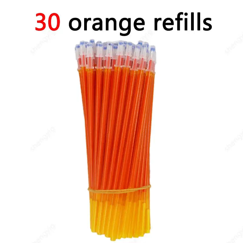 Simples Market 25-piece kawaii erasable gel pen set in orange with yellow ends for notebooks and school