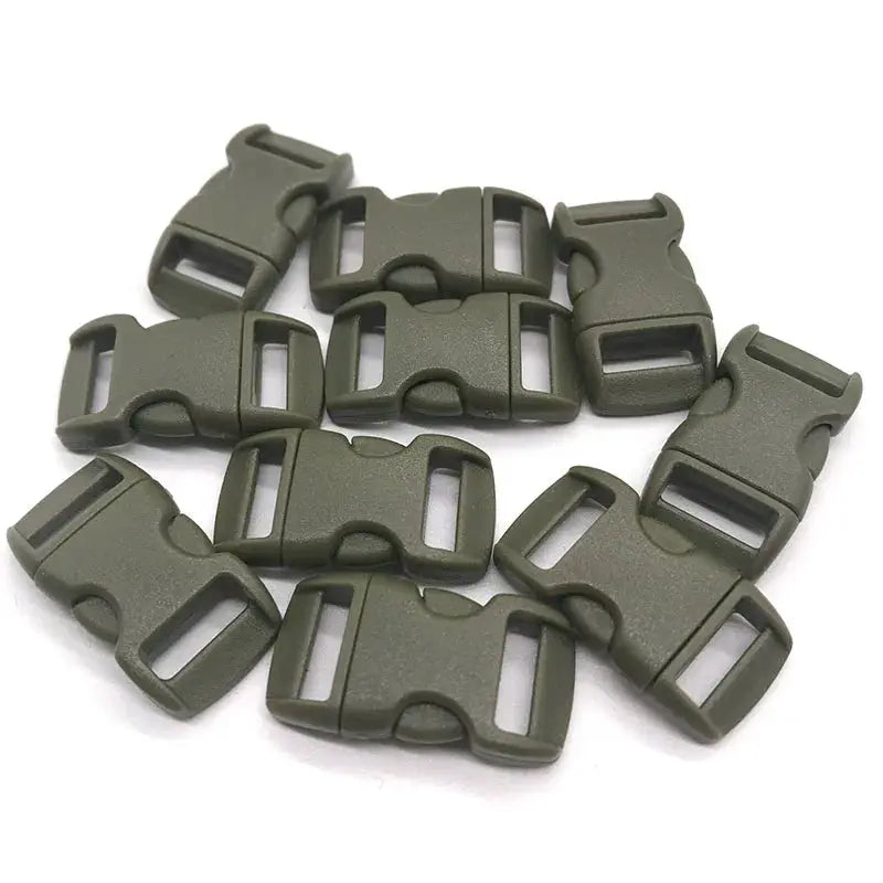 Simples Market plastic curved side-release buckles, 10mm, olive green for DIY paracord bracelets