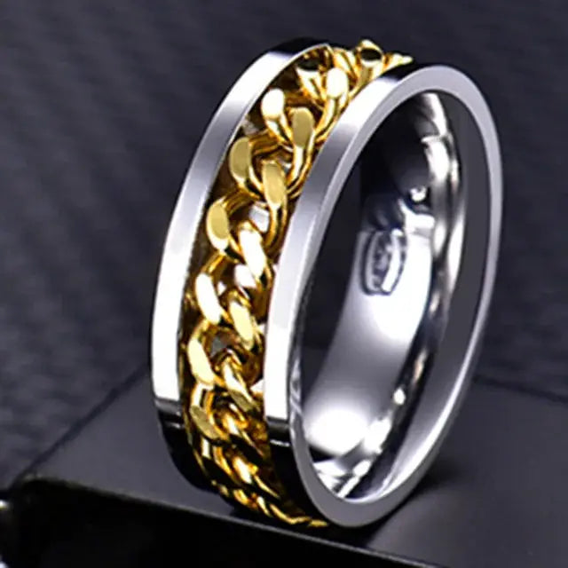 Stainless Steel Rotating Chain Ring for Men and Women High Quality Spinner Punk Jewelry for Parties Gift