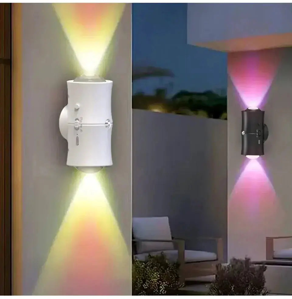 Motion Sensor LED Wall Light, RGB, rechargeable double-head magnetic spotlight; 2-pack white and black Simples Market