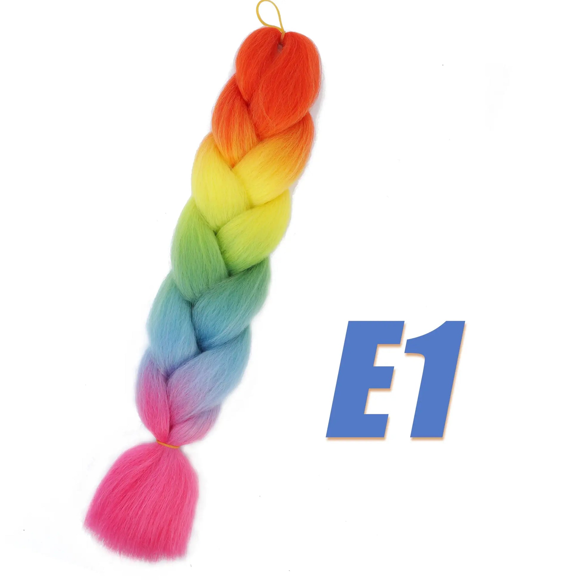 Crochet hair bundle; synthetic Kanekalon pre-stretched jumbo braids in rainbow colors