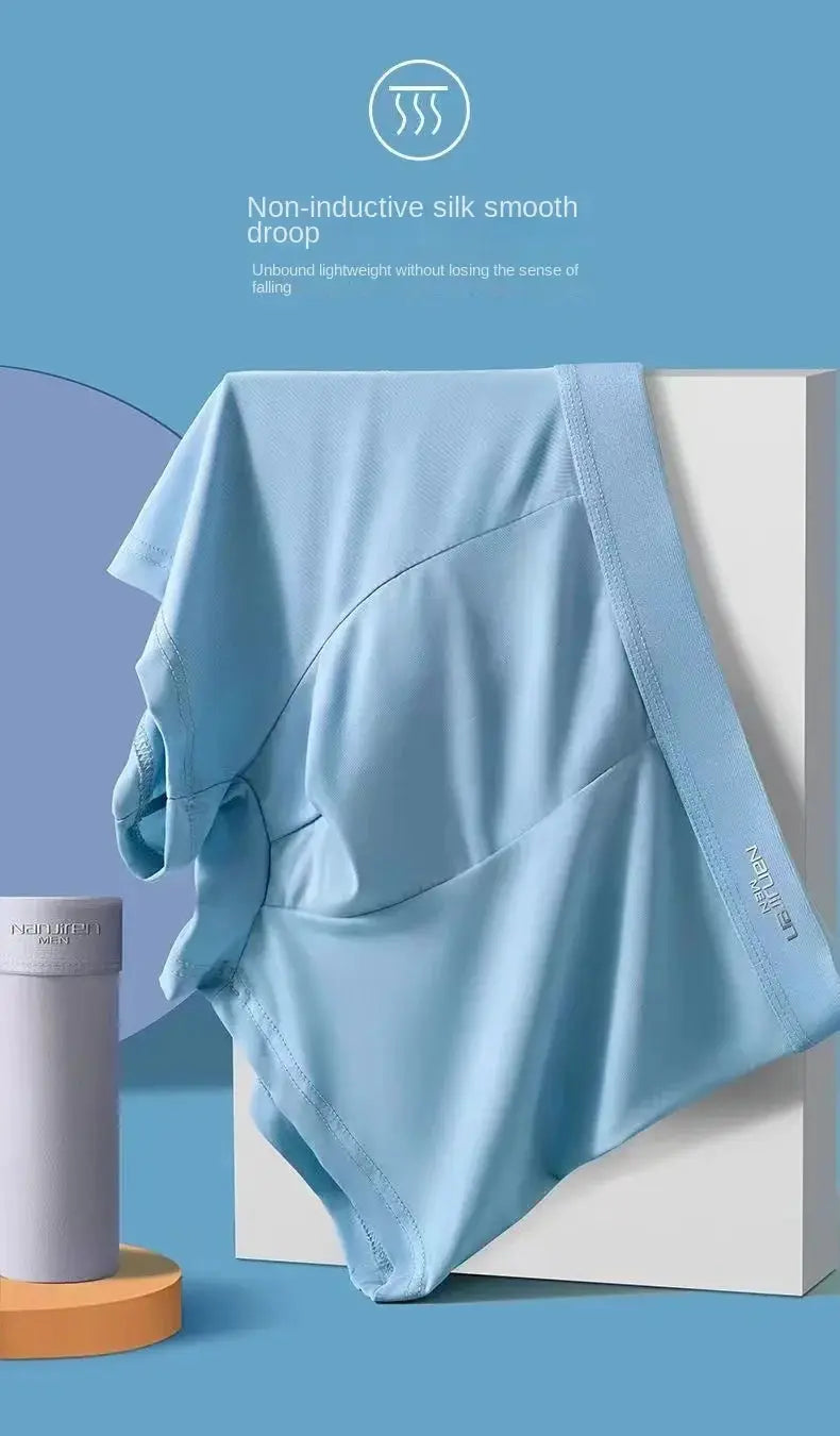 Men's light blue ice silk boxer shorts breathable underwear