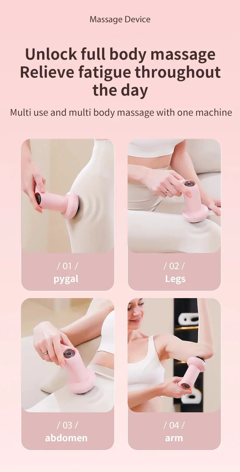 Cordless handheld body massager, pink, for neck, back, shoulders and cellulite massage