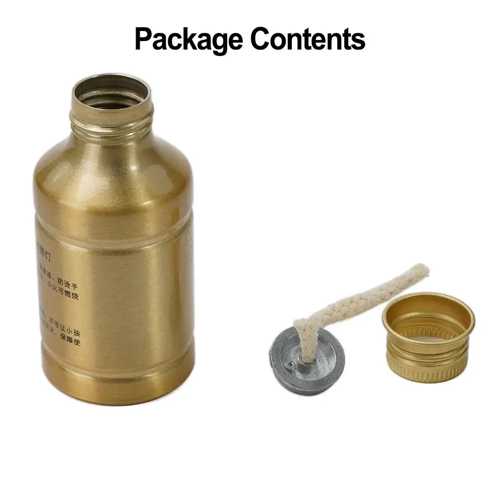 Alcohol lamp 100ml kit with gold-toned aluminum alloy body, cap and braided-wick assembly for outdoor camping
