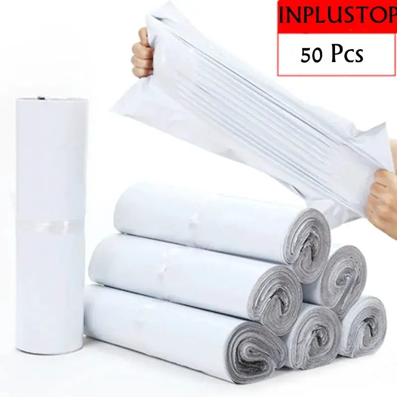 INPLUSTOP Poly Shipping Bags Opaque White PE Express Envelopes Self Adhesive Seal Courier Mailing Bags