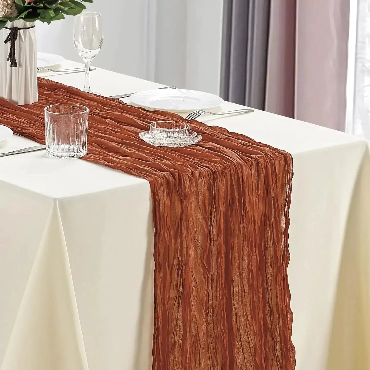 Set Of 10 Dusty Blue Cheesecloth Table Runners 40x270 Cm Boho Gauze Rustic Sheer For Wedding Bridal Shower Banquet