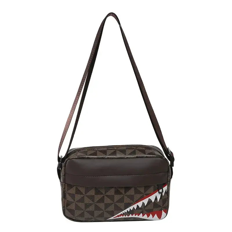 Creative Shark Mouth Crossbody Bag Bold Shark Mouth Print Large Capacity For Coins And Phone