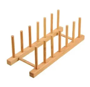 Multifunctional Wooden Plate Storage Rack For Dishes Cups Pots Lids Kitchen Organizer And Drain Holder