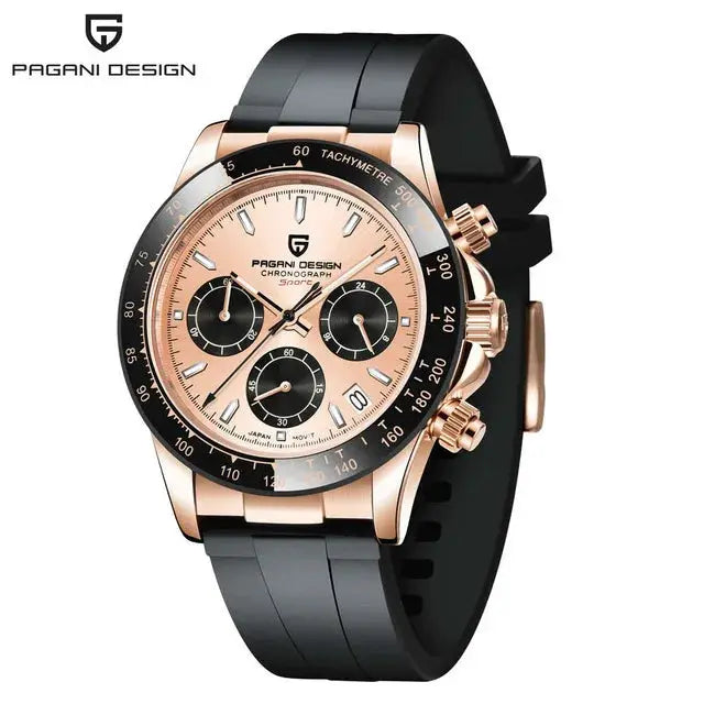 PAGANI DESIGN 40mm New V2 Mens Quartz Watch With Sapphire Crystal Retro Chronograph Stainless Steel Waterproof Wristwatch