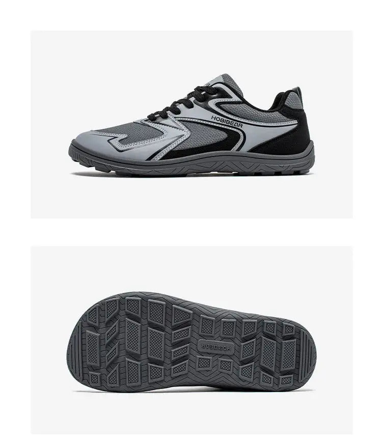 HOBIBEAR barefoot minimalist shoes, unisex wide-width gray/black outdoor running sneakers