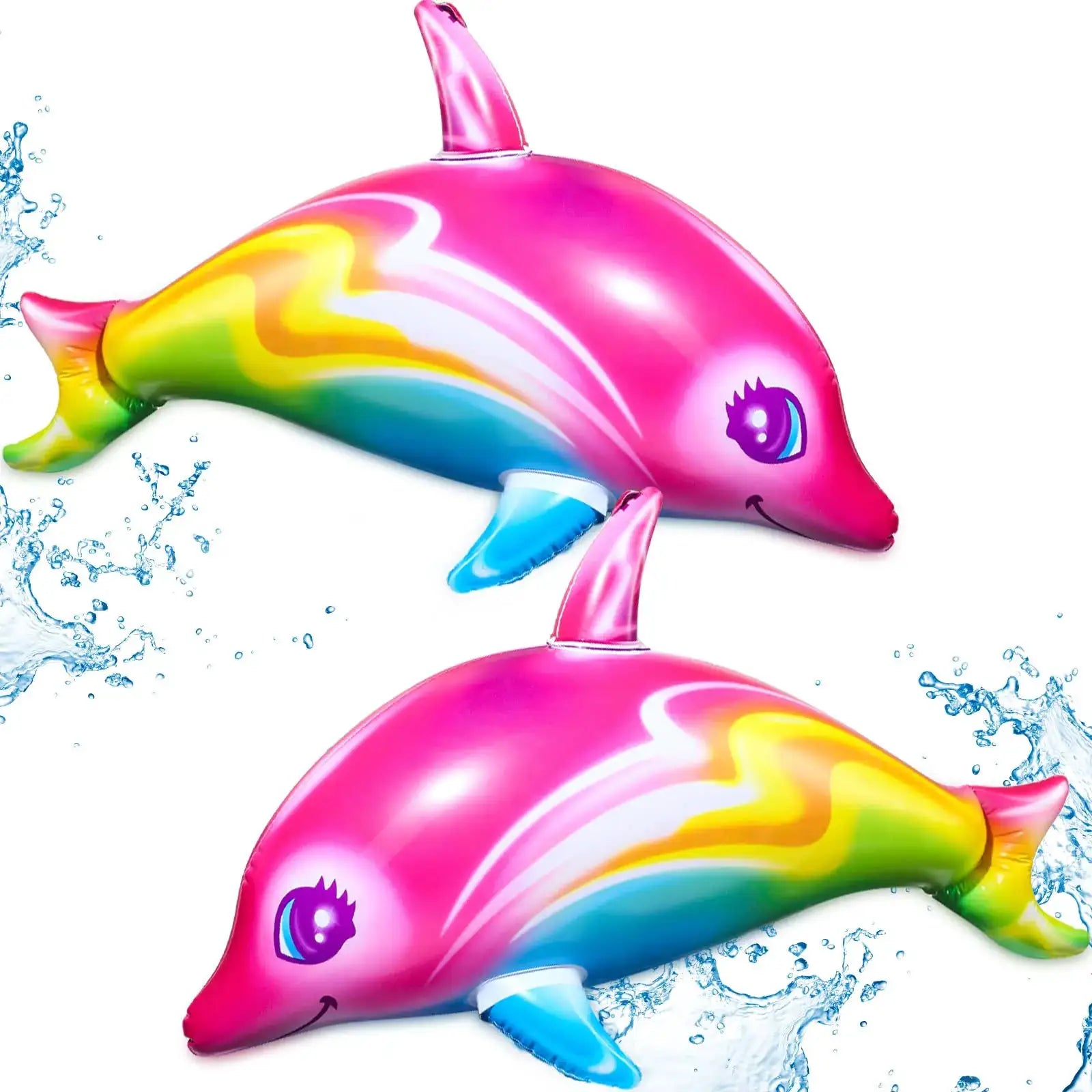 Inflatable Dolphin Rainbow Toy For Ocean Themed Pool Party Beach Birthday Decoration Durable PVC