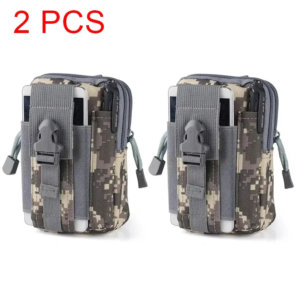 Simples Market tactical leg bag, digital camouflage with gray straps, 2 pcs