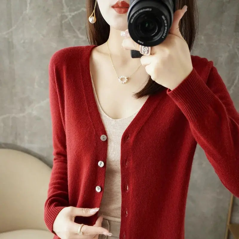 Zhi D035 V Neck Loose Knit Cardigan For Women Warmth And Daily Comfort For Autumn And Winter