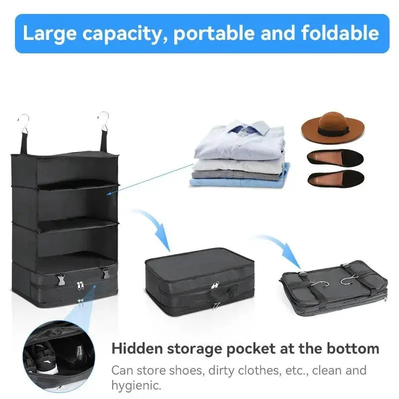 3-in-1 travel clothes storage hanging bag by Simples Market, black large-capacity garment organizer