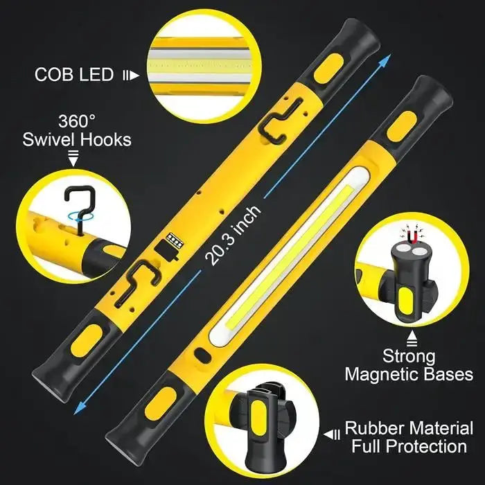 LED Magnetic Work Light Rechargeable Underhood Lamp With Hooks Rotating Magnetic Base For Car Repair Emergency Q1J1