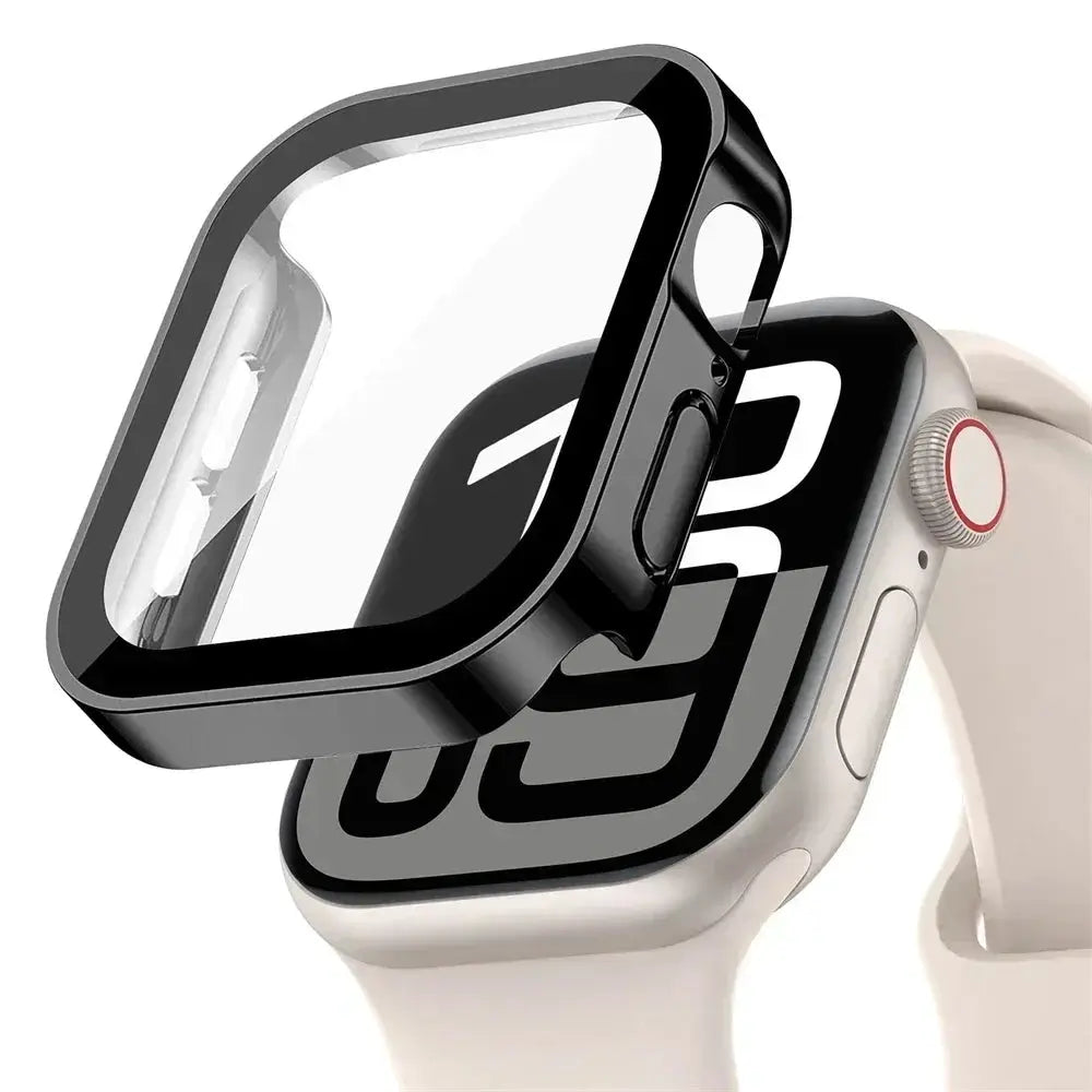 Simples Market Apple Watch tempered glass screen protector with black PC bumper for 40–46mm models