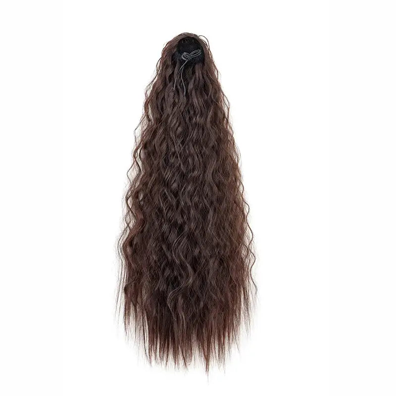 22 Inch Synthetic Kinky Curly Ponytail Hair Extension Drawstring Clip In Black For Women