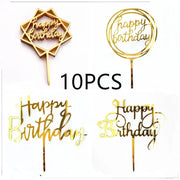 10 Pcs Rose Gold Silver Black Acrylic Cake Toppers Set For Birthday Parties Baby Showers And Dessert Decoration