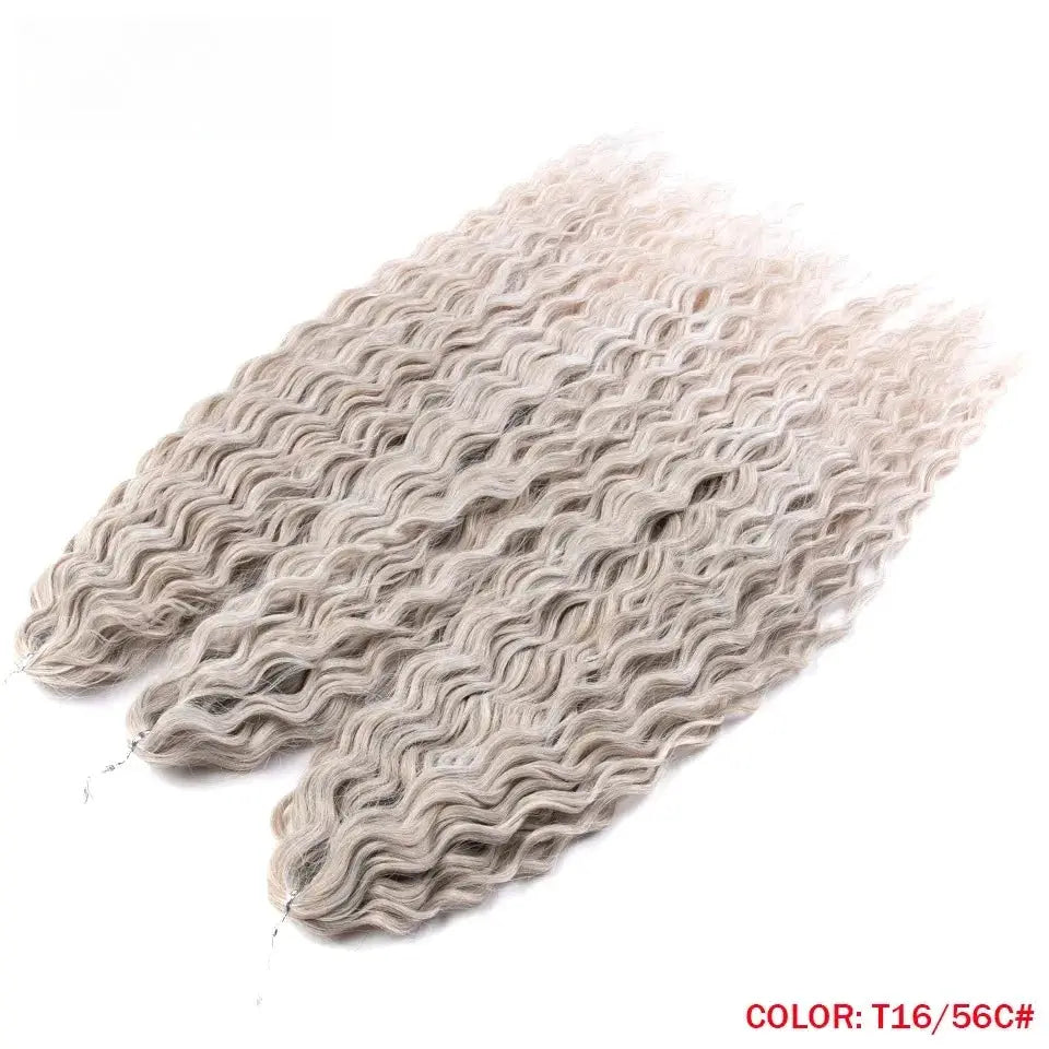 Ariel curl crochet hair extensions, 2 bundles, ash blonde ombre, 22in, 300g