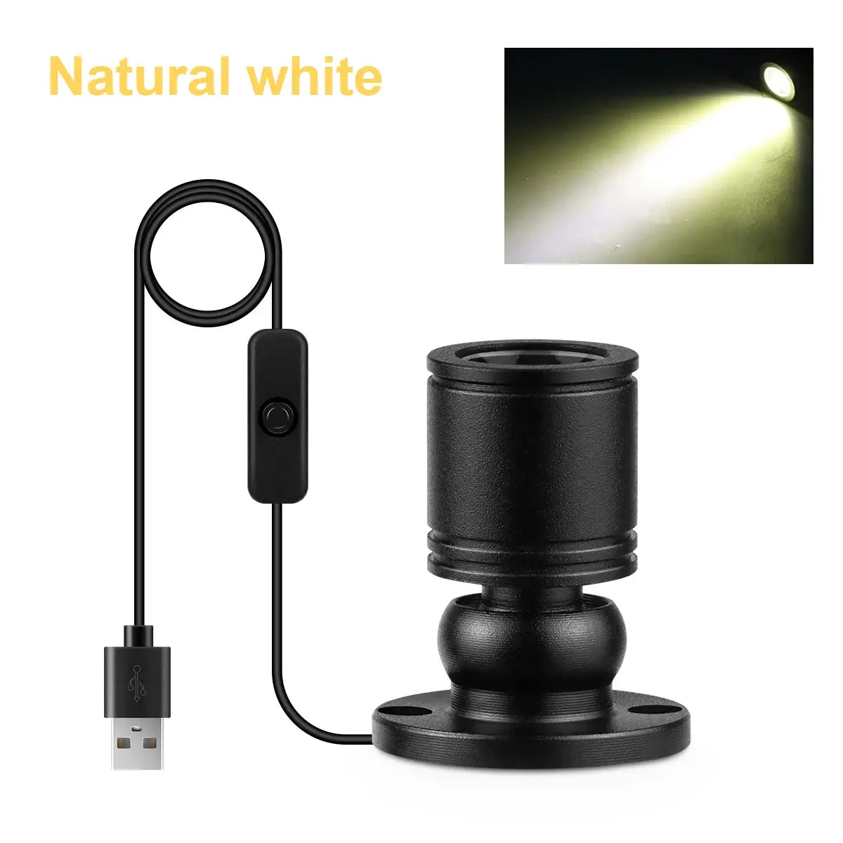 Simples Market USB 5V mini ceiling spotlight, black finish, 1W LED, natural white beam