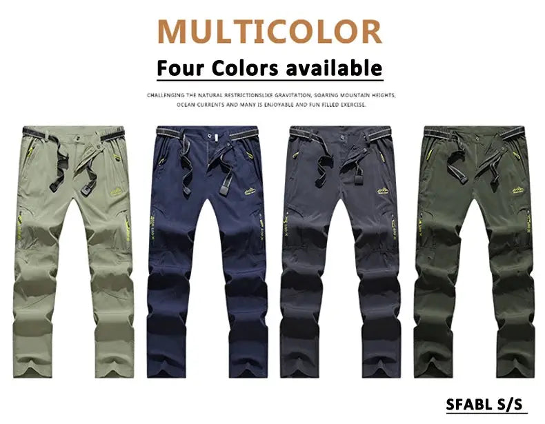SFABL 5XL quick-dry hiking pants for men with zip pockets in four colors: khaki, navy, gray, olive, lightweight fabric