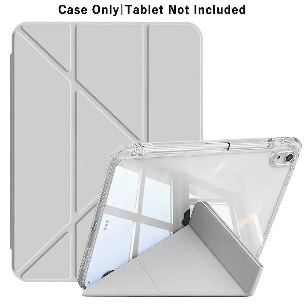 AuroraGuard 3Y Fold Flip Clear Case For iPad 10Th And 11Th Gen 2025 10.2 Inch Ultra Slim Transparent PU Cover